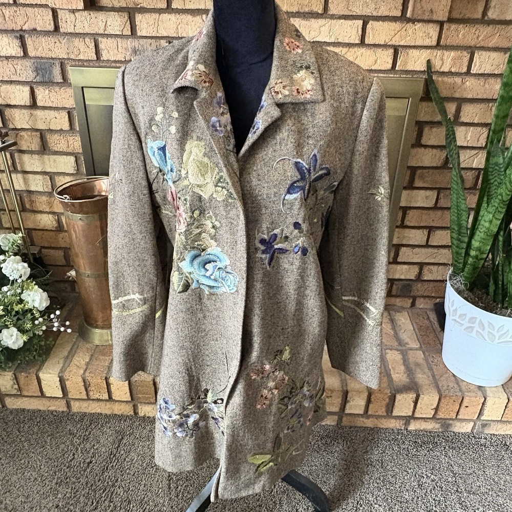 Peter Nygard Collection Embroidered Wool Blend Jacket